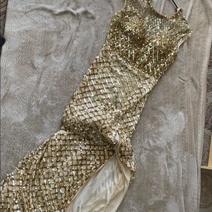 Gold sequin prom dress